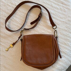 Fossil Tan Leather Crossbody Bag